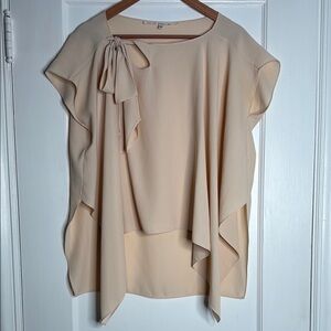 Rachel Roy Elegant Blush Pink High-Low Blouse with Bow Detail, Size XS